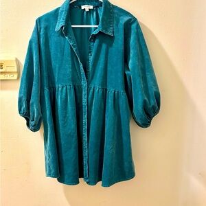 UMGEE Daniela Green Corduroy Tunic Top Women’s Size Medium
